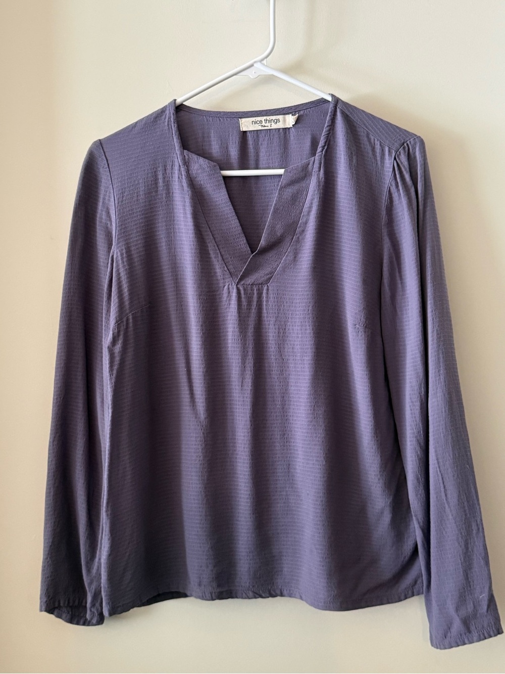 Nice Things Lightweight Purple V-Neck Top